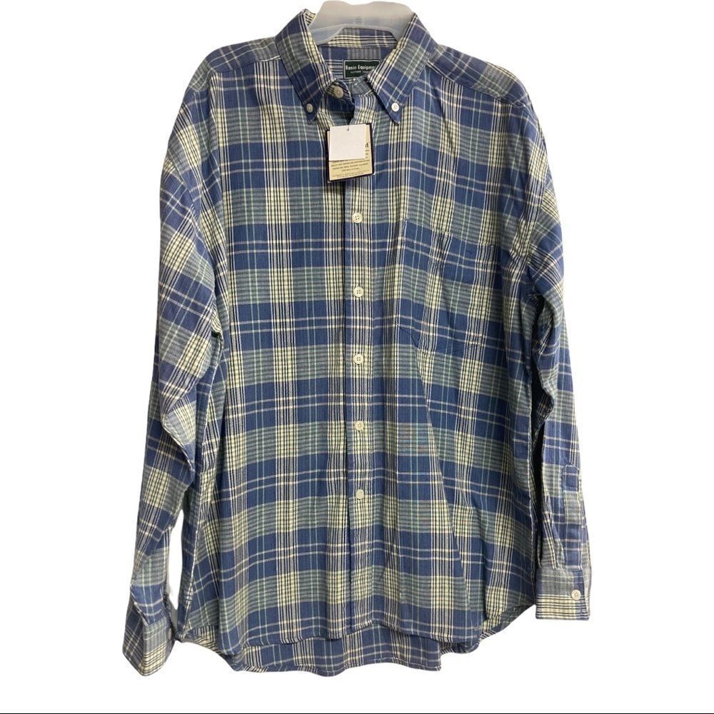 BASIC EQUIPMENT‎ Clothing Co. Men’s Shirt, size Large, blue plaid, New With Tags